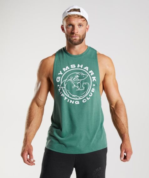 Men's Gymshark Legacy Drop Arm Tanks Green | NZ 5LSOWQ